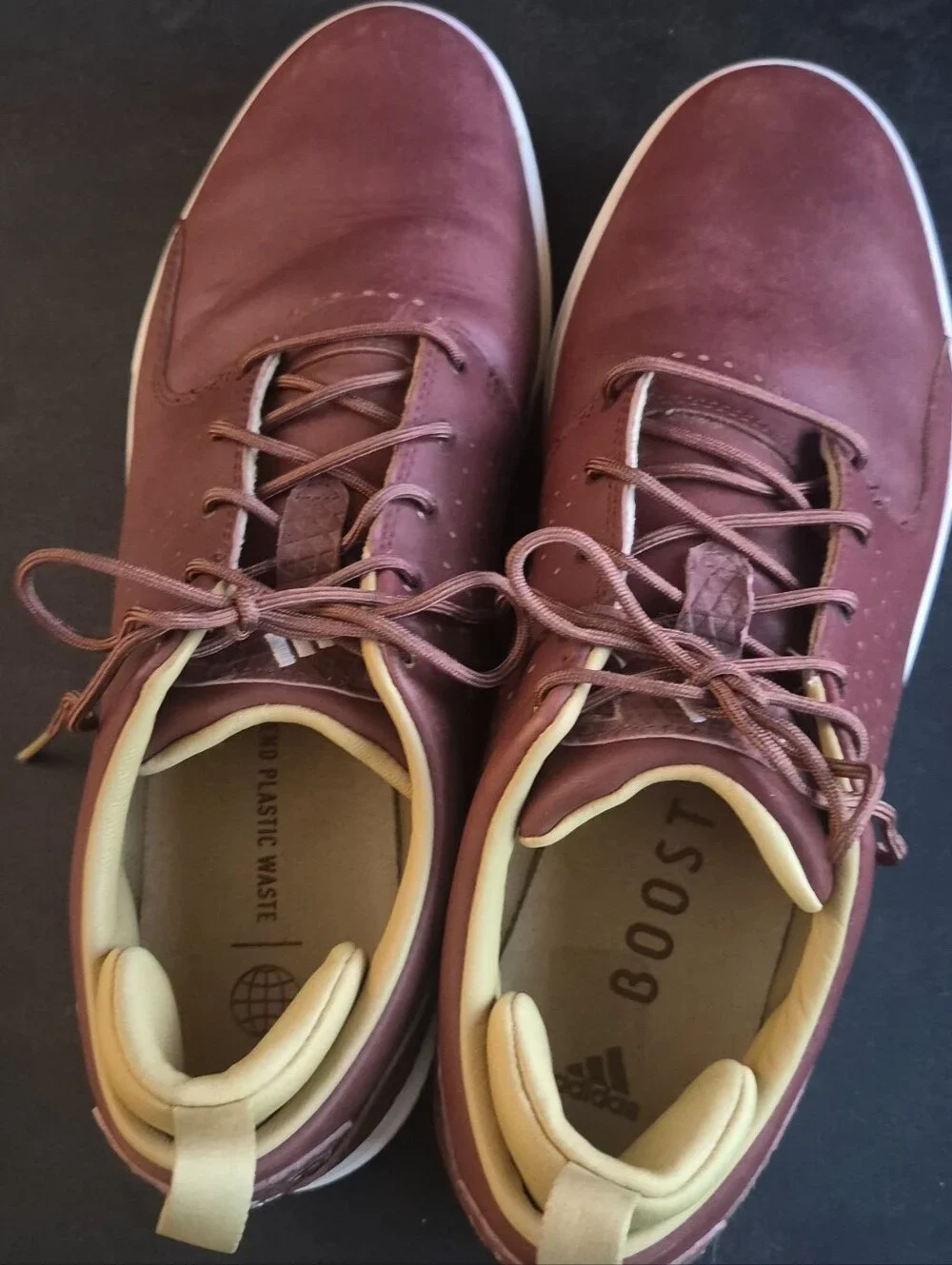 Adidas Adipur Golf Shoes Men's Burgundy Size 13 Leather Spikeless Boost GY8523